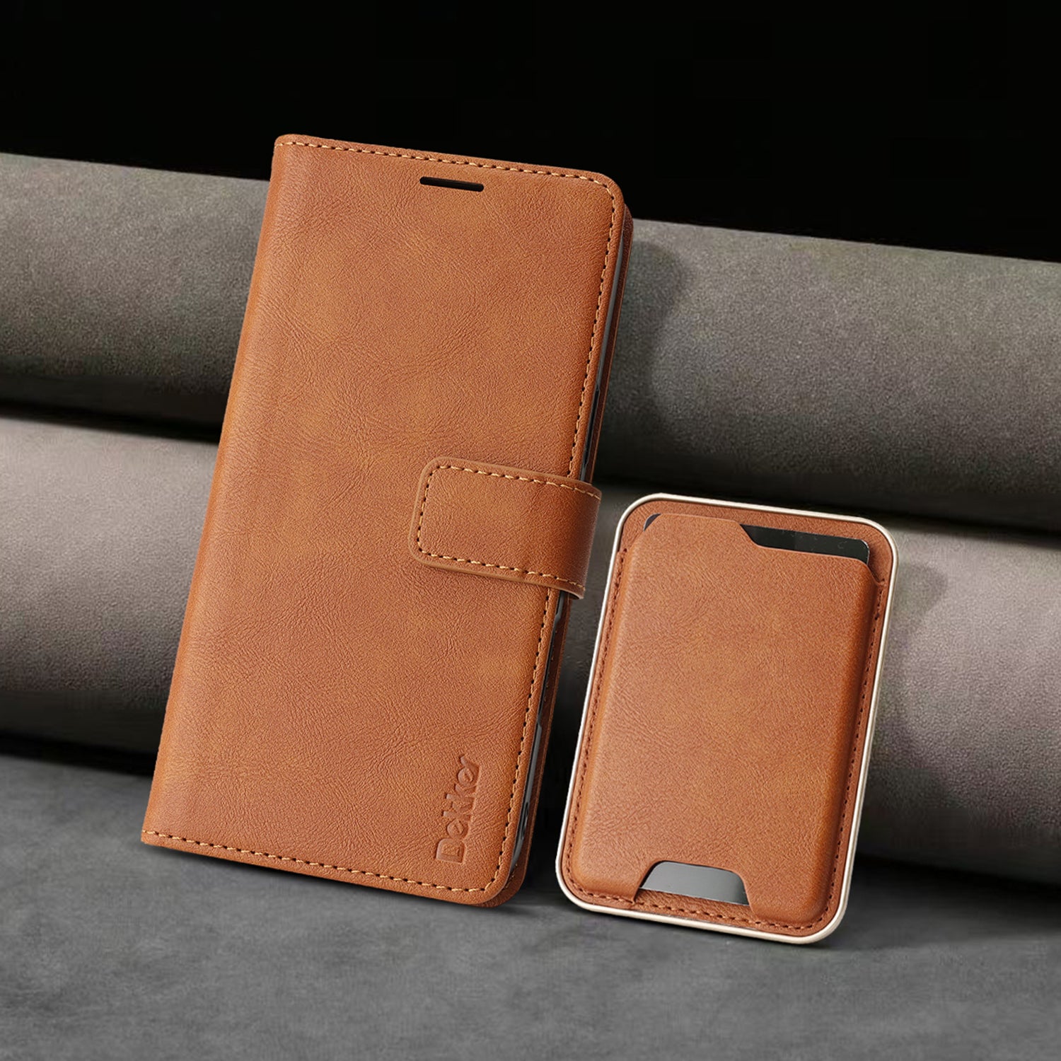 SunAram Magnetic Leather Wallet Case for iPhone (17/16/15/14 Series)   with N52 Magnet, MagSafe Wireless Charging, 3 Card Slots & Slim Card Holder