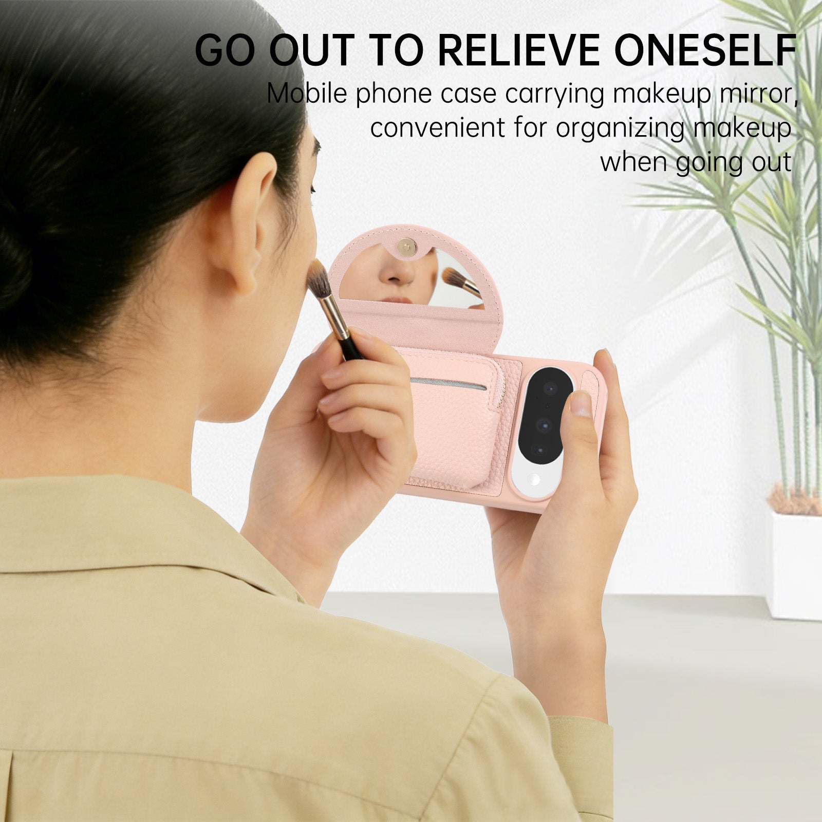Sunyi Fashion Wallet Phone Case with Mirror & Crossbody Strap, Leather Card Holder Case for Google 10/9 Series