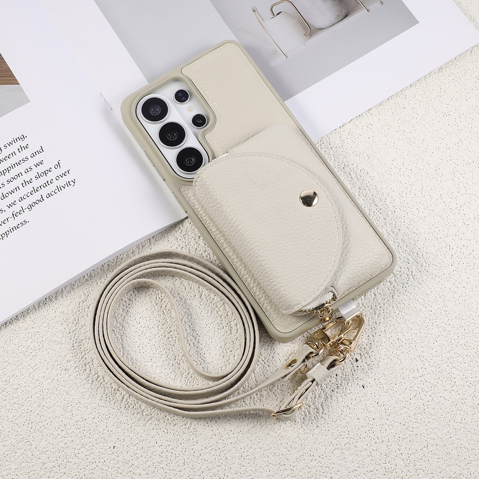 Sunyi Fashion Wallet Phone Case with Mirror & Crossbody Strap, PU Leather Card Holder Case for Samsung Galaxy S26/S25/S24 Series