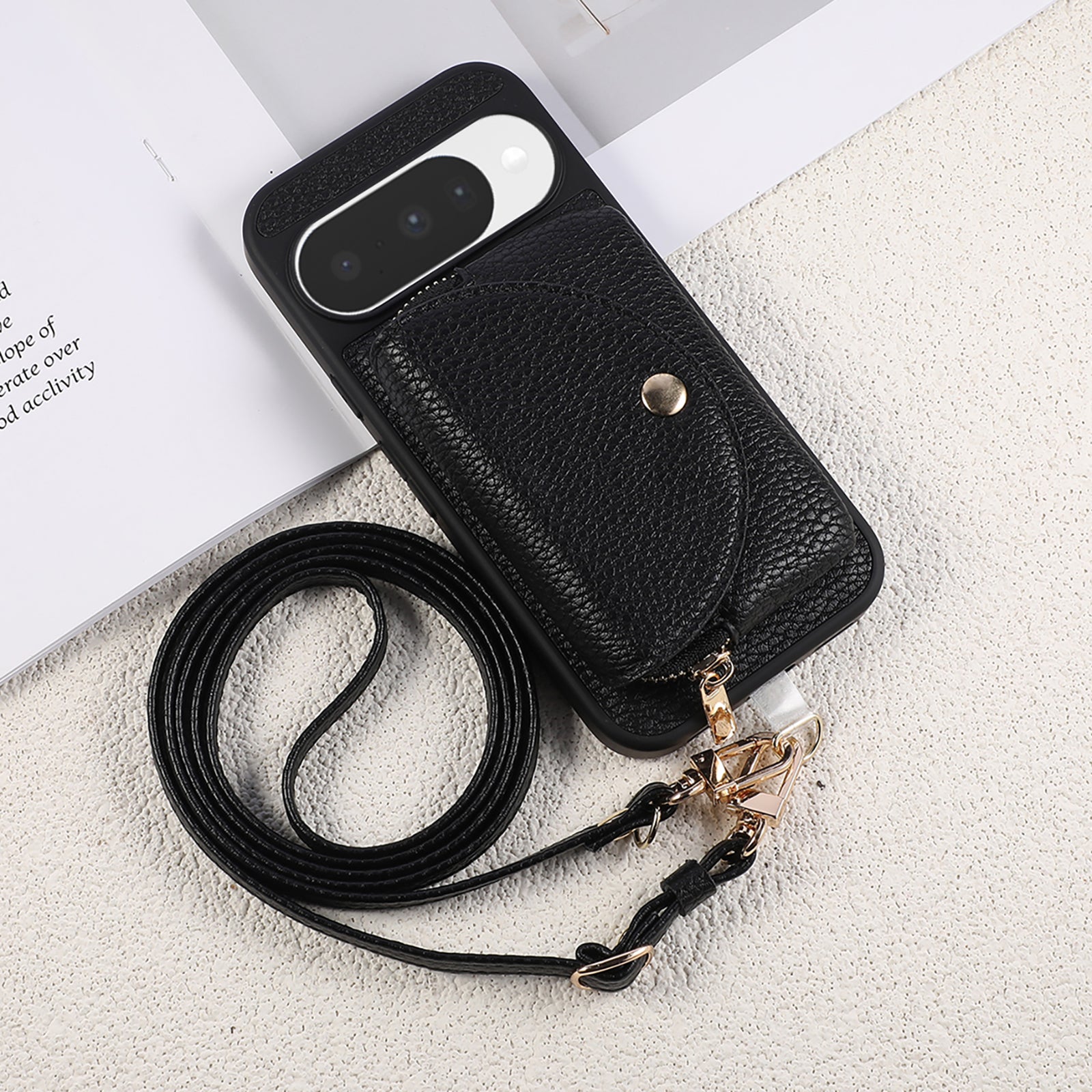 Sunyi Fashion Wallet Phone Case with Mirror & Crossbody Strap, Leather Card Holder Case for Google 10/9 Series