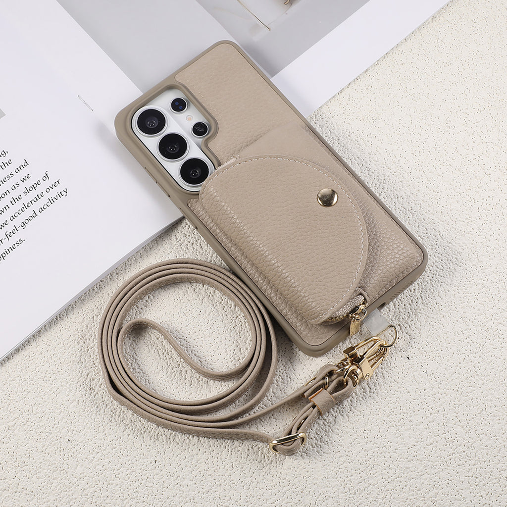 Sunyi Fashion Wallet Phone Case with Mirror & Crossbody Strap, PU Leather Card Holder Case for Samsung Galaxy S26/S25/S24 Series