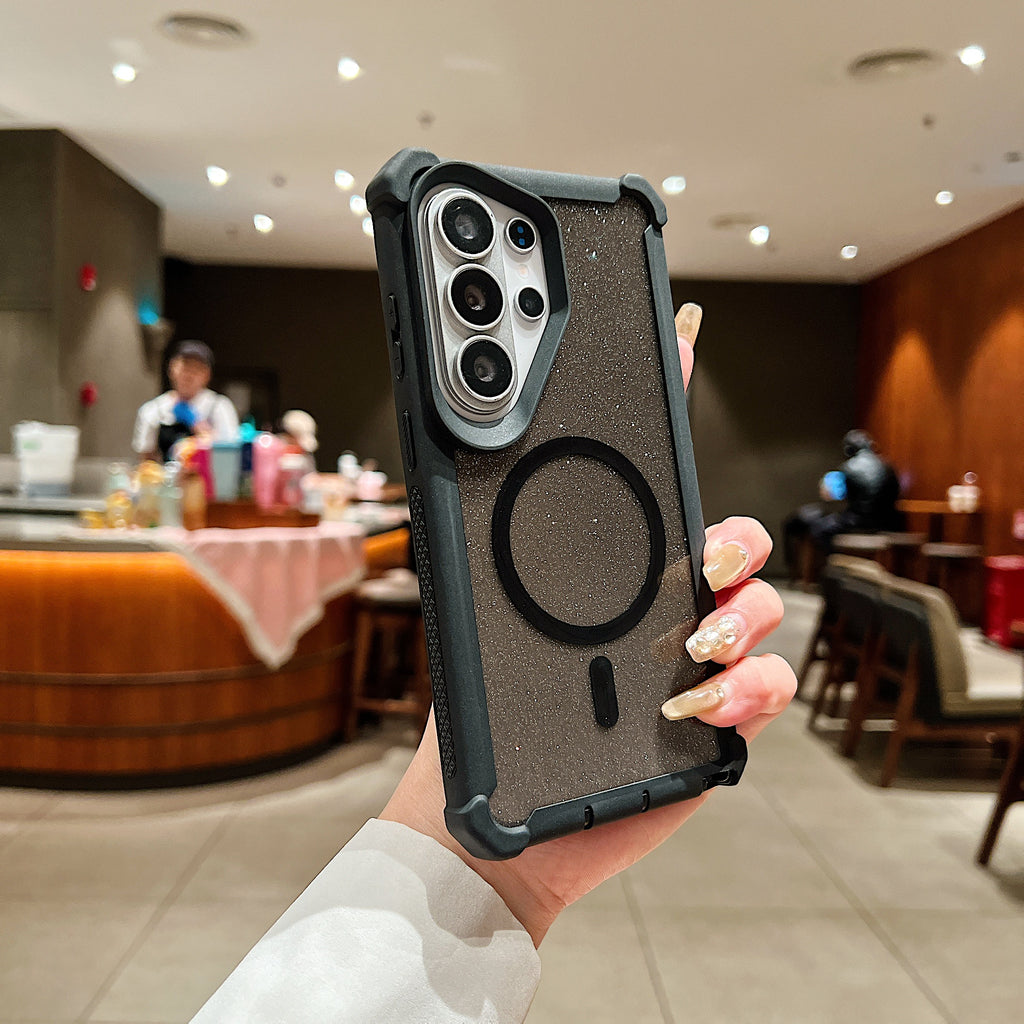 SunAram Military Grade Drop Tested MagSafe Case for Samsung Galaxy 26 / S26 Plus / S26 Ultra, Dual Layer Heavy Duty Protection, Shockproof Bumper with Glitter Clear Back, Non-Slip Phone Cover
