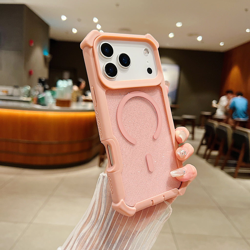 SunAram Military Grade Drop Tested MagSafe Case for iPhone Air / 17 / 17 Pro / 17 Pro Max, Dual Layer Heavy Duty Protection, Shockproof Bumper with Glitter Clear Back, Non-Slip Phone Cover