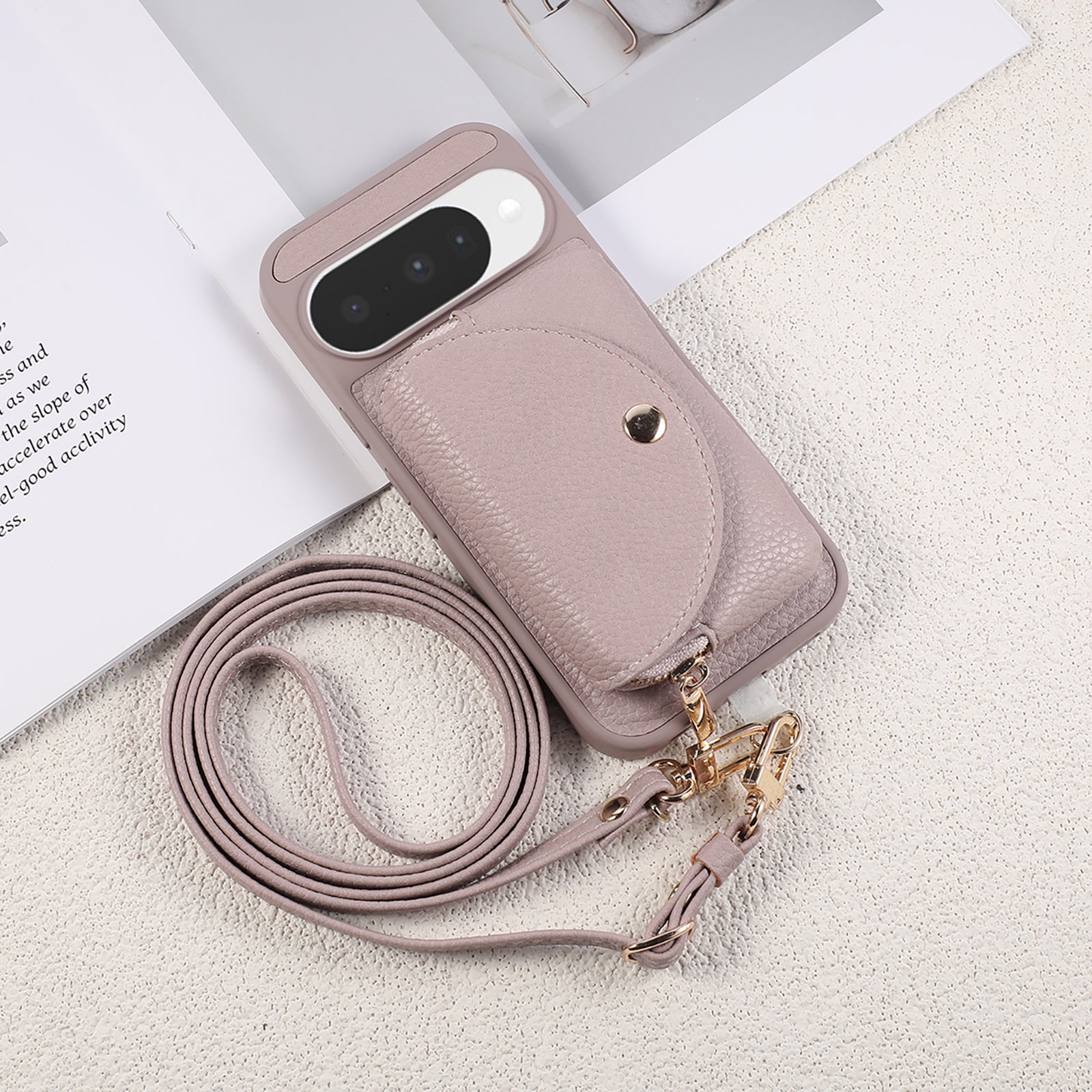 Sunyi Fashion Wallet Phone Case with Mirror & Crossbody Strap, Leather Card Holder Case for Google 10/9 Series
