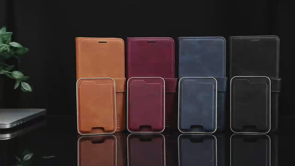 SunAram Magnetic Leather Wallet Case for Samsung Galaxy (S26/S25/S24 Ultra/Plus) with N52 Magnet, MagSafe Wireless Charging, 3 Card Slots & Slim Card Holder